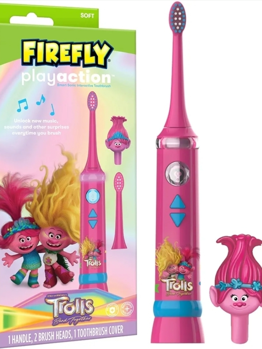 PlayAction Trolls Pink Kids Sonic Toothbrush